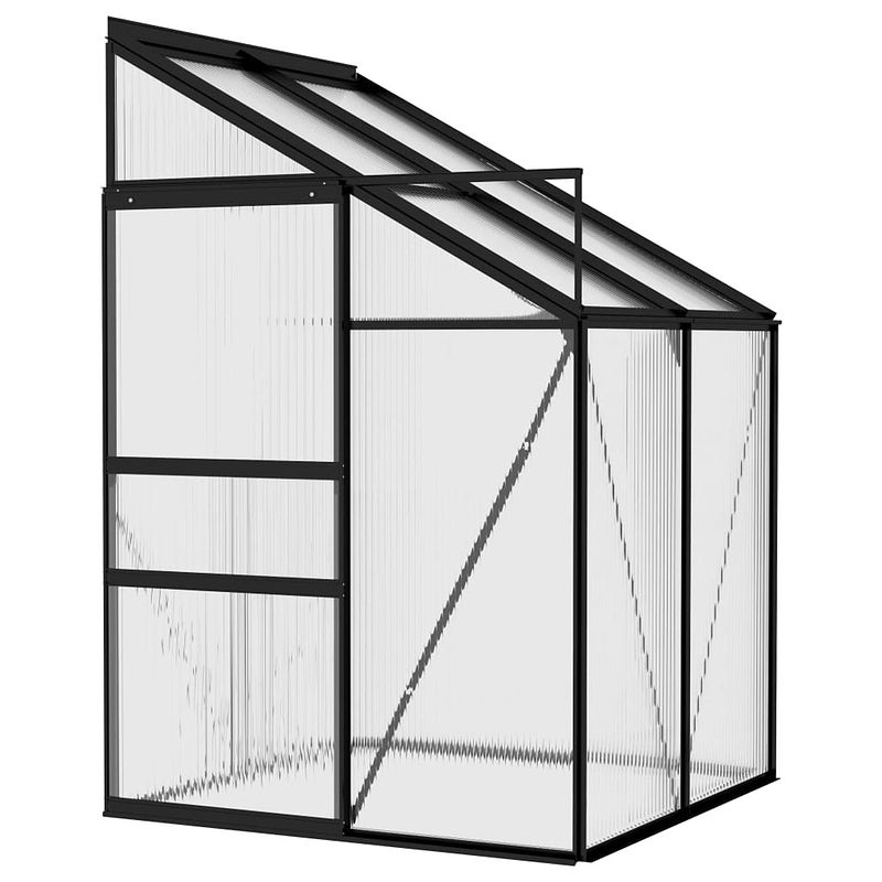 Foto van The living store tuinkas antraciet en transparant - 128 x 128 x 124/192 cm - ruime kweekkas - aluminium constructie