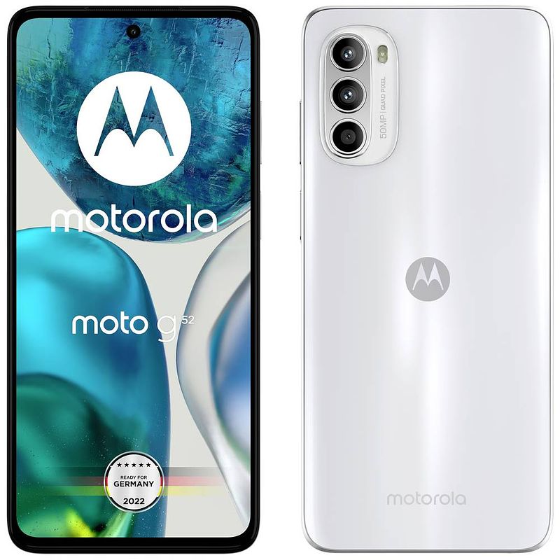 Foto van Motorola moto g52 smartphone 128 gb 16.8 cm (6.6 inch) wit android 12 hybrid-sim