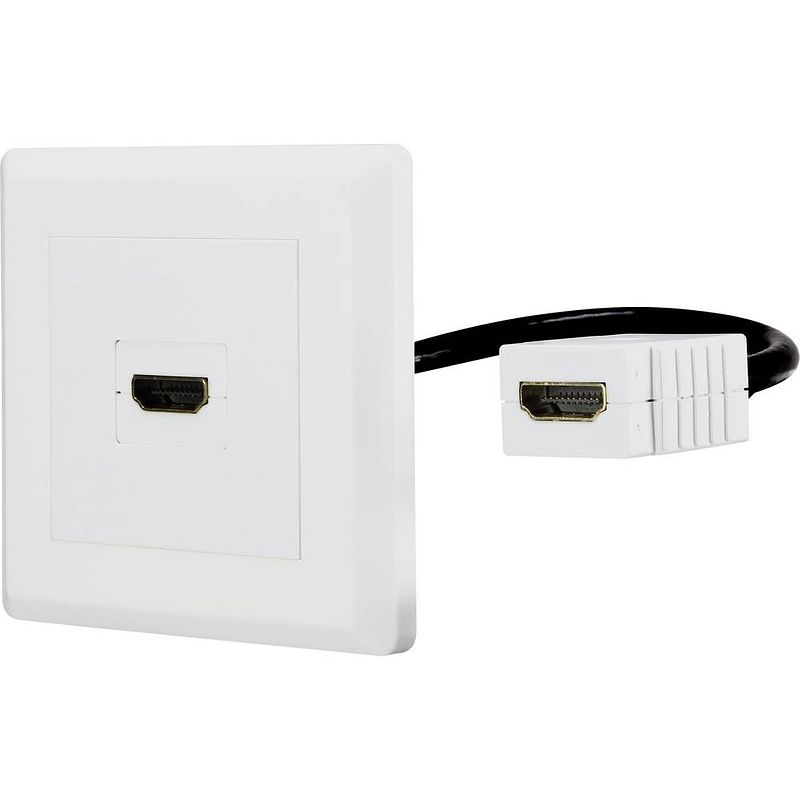 Foto van Renkforce rf-4538136 hdmi adapter [1x hdmi-bus - 1x hdmi-bus] wit vergulde steekcontacten 15.00 cm