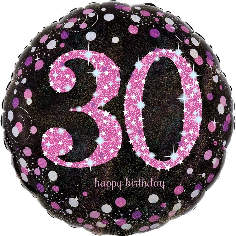 Foto van Amscan folieballon happy 30 birthday 45 cm helium zwart/roze