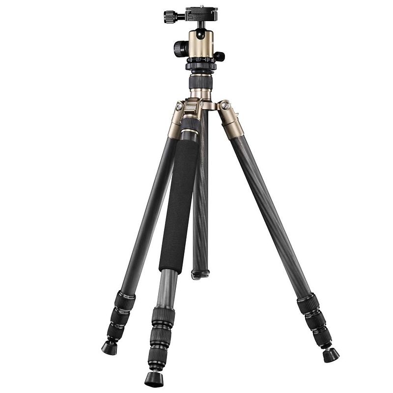 Foto van Mantona titanium carbon 2 in 1 tripod 1/4 inch, 3/8 inch werkhoogte: 50 - 159 cm donkergrijs incl. tas, kogelkop