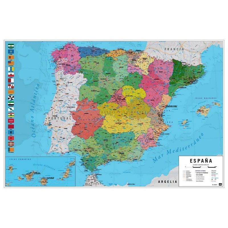 Foto van Grupo erik map spain physical political poster 91,5x61cm