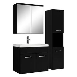 Foto van Badplaats badkamermeubel montreal 60cm complete set met spiegelkast - mat zwart