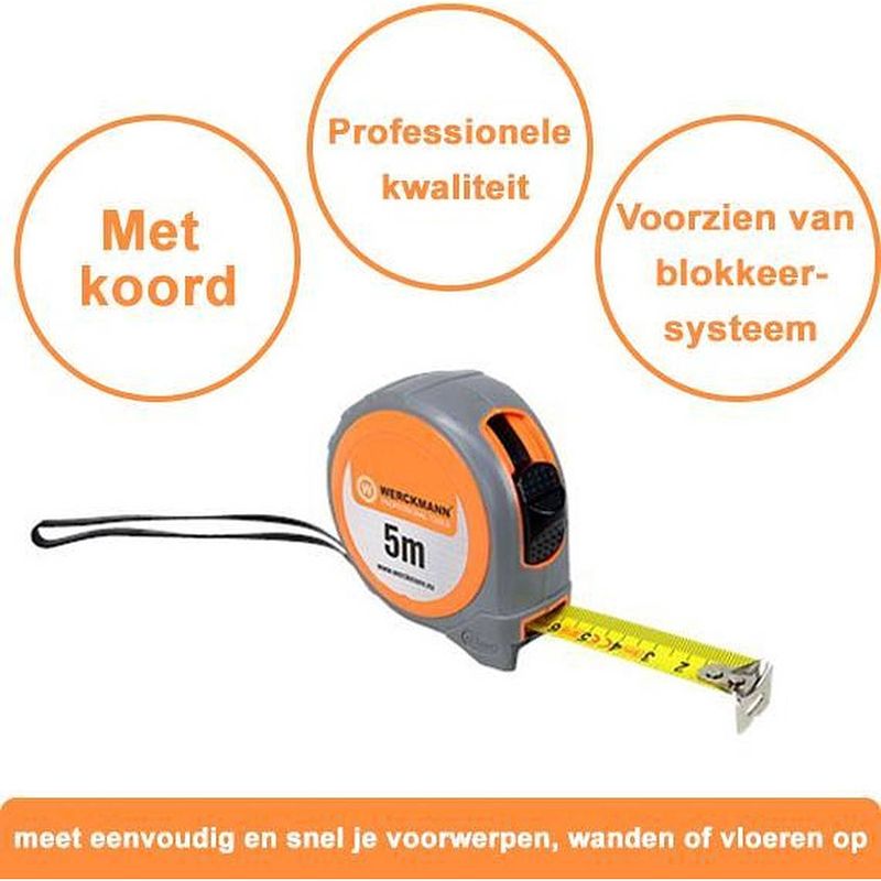 Foto van Professionele werckmann rolmaat 5 m meetlint / rolmaat