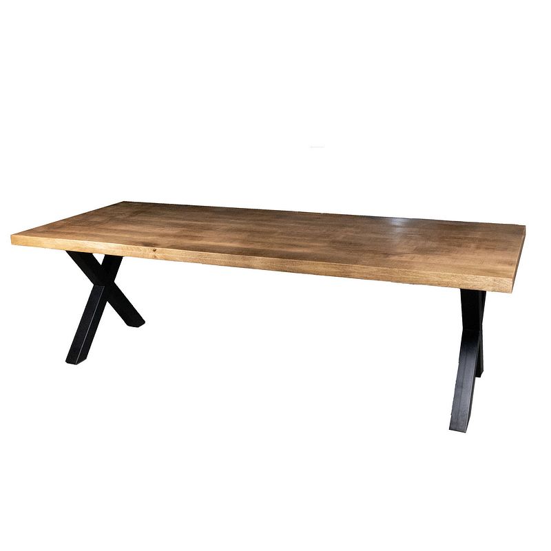 Foto van Giga meubel - eettafel mangohout - 300x100x76cm - metaal - duncan