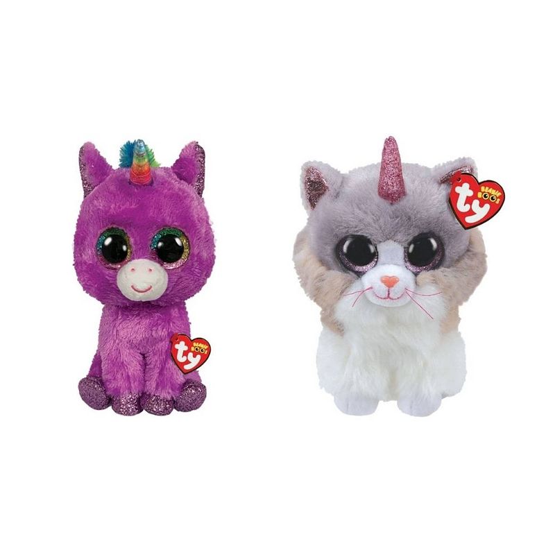 Foto van Ty - knuffel - beanie buddy - rosette unicorn & asher cat