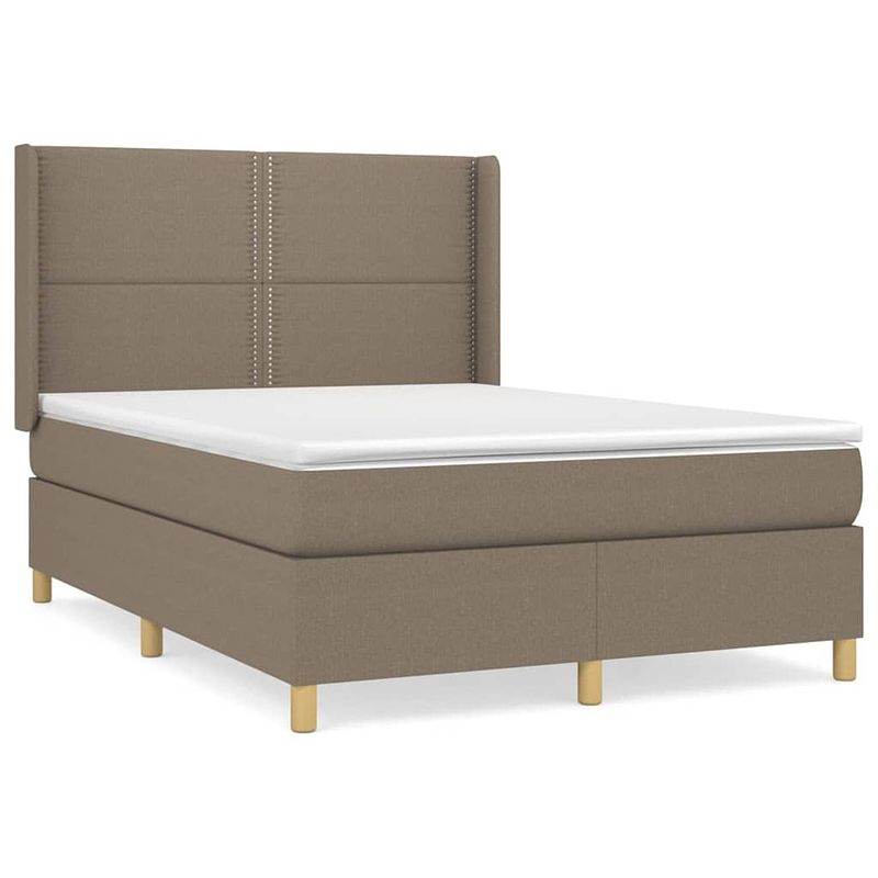 Foto van Vidaxl boxspring met matras stof taupe 140x190 cm