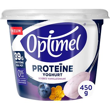 Foto van Optimel proteine yoghurt bosbes vanillesmaak 0% vet bij jumbo