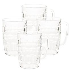 Foto van 4x stuks onbreekbare bierpul transparant kunststof 50 cl/500 ml - bierglazen