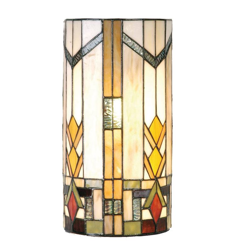 Foto van Clayre & eef tiffany wandlamp cilinder uit de modern lines serie - groen, geel, ivory, multi colour - ijzer, glas