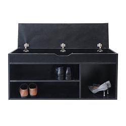 Foto van Schoenenkast met opbergruimte - schoenenrek - schoenenbankje - zwart
