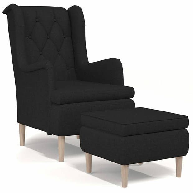 Foto van Vidaxl fauteuil met voetenbank stof zwart