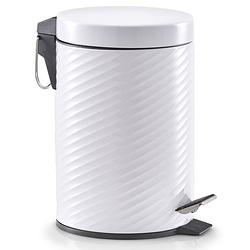 Foto van 1x witte vuilnisbakken/pedaalemmers met groeven 3 liter - prullenbakken
