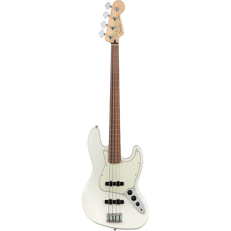 Foto van Fender player jazz bass fl polar white pf