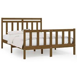 Foto van The living store klassiek houten bedframe - 205.5x146x100cm - massief grenenhout - multiplex lattenbodem