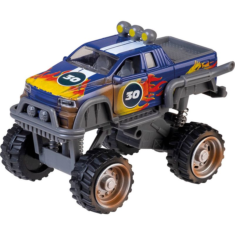 Foto van Happy people monstertruck power team 19 cm die-cast blauw/grijs