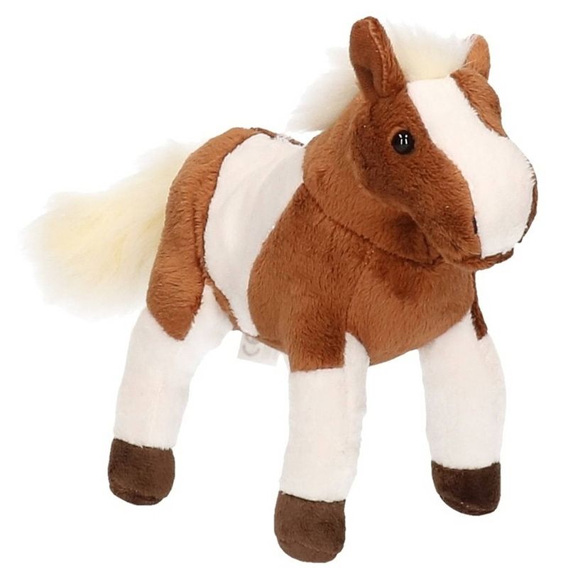 Foto van Bruin/witte paarden knuffels 26 cm knuffeldieren - knuffel boederijdieren