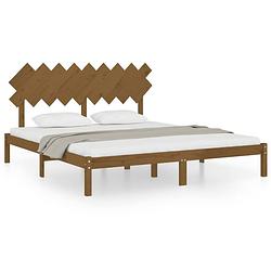 Foto van The living store massief grenenhouten bedframe - houten bedframe 180x200cm - honingbruin