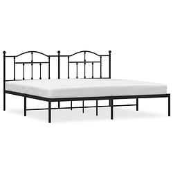 Foto van Vidaxl bedframe met hoofdbord metaal zwart 193x203 cm