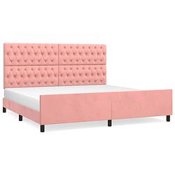 Foto van Vidaxl bedframe met hoofdeinde fluweel roze 200x200 cm