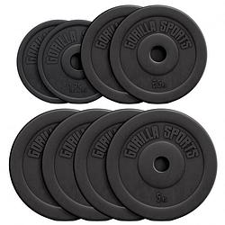 Foto van Gorilla sports halterschijven set - bundel - 27,5 kg (4 x 5 kg, 2 x 2,5 kg & 2 x