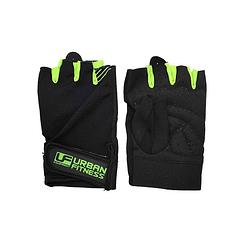 Foto van Urban fitness fitness-handschoenen katoen zwart/groen maat s