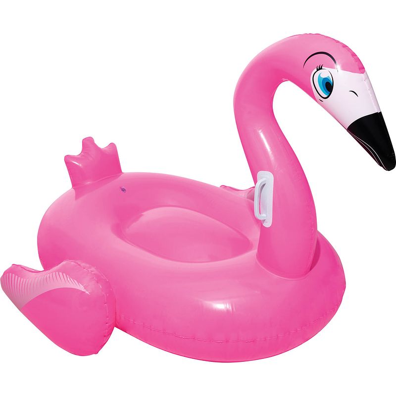 Foto van Roze opblaasbare flamingo rider