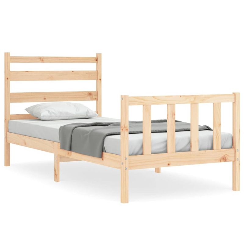 Foto van The living store massief grenenhouten bedframe - 206 x 95.5 x 100 cm - multiplex lattenbodem