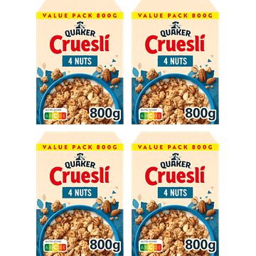 Foto van Quaker cruesli 4 noten ontbijtgranen 4 x 800gr bij jumbo