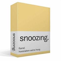 Foto van Snoozing - flanel - hoeslaken - extra hoog - 120x200 - geel