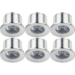 Foto van Led veranda spot verlichting 6 pack - 1w - warm wit 3000k - inbouw - dimbaar - rond - mat zilver - aluminium - ø31mm