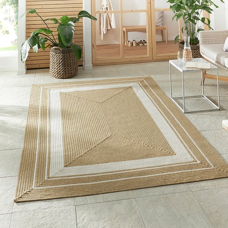 Foto van Jute vloerkleed braids - beige - dekbed-discounter.nl