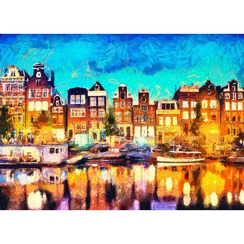 Foto van Inductiebeschermer - amsterdamse grachtenpand - 60x60 cm