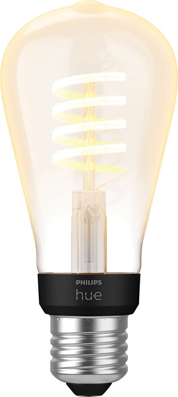 Foto van Philips hue filament edisonlamp st64 e27 1pack warmkoelwit licht