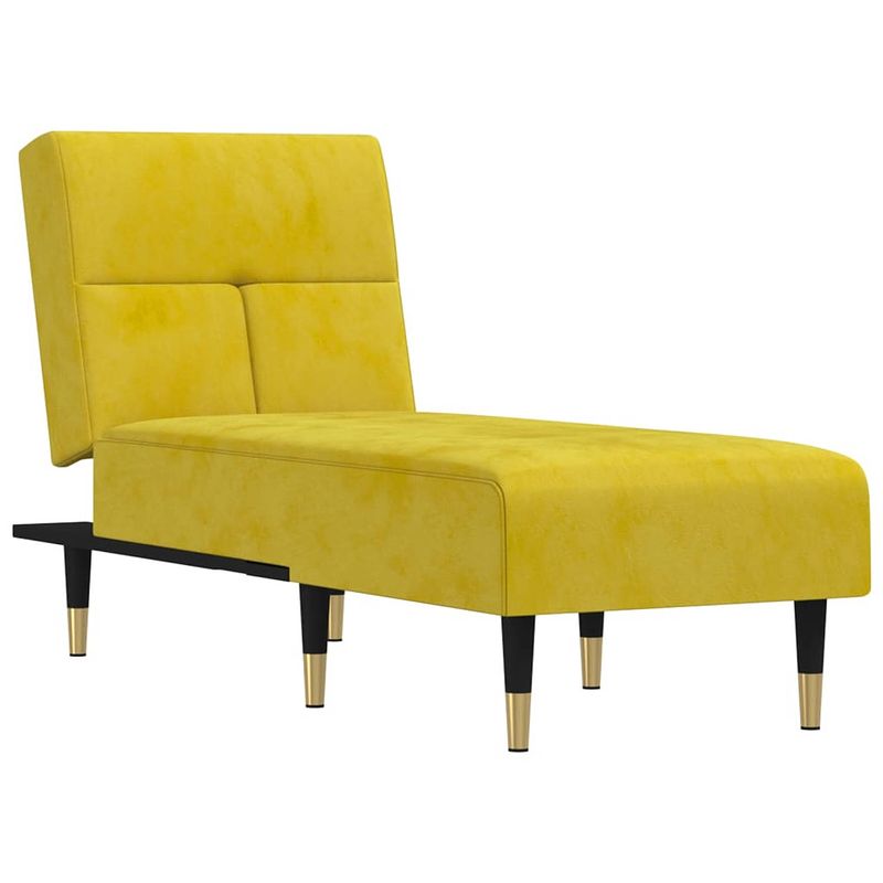 Foto van The living store verstelbare chaise longue - geel fluweel - 55x140x70 cm - multifunctioneel