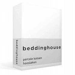 Foto van Beddinghouse percale katoen hoeslaken - 100% percale katoen - lits-jumeaux (160x210/220 cm) - white