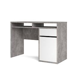 Foto van Plus bureau met 1 deur, 1 lade en 2 legplanken, betondecor/wit hoogglans.