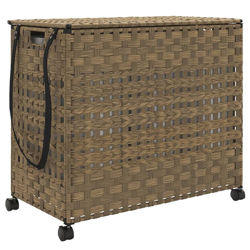 Foto van Vidaxl wasmand op wielen 66x35x60 cm rattan