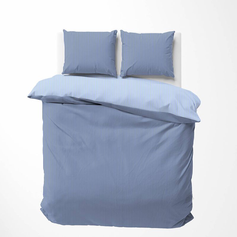 Foto van Nautica percale katoenen dekbedovertrekset - 140x200/220 - darya blauw