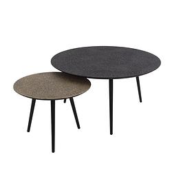 Foto van Giga meubel - salontafel metallic grijs - rond - set van 2