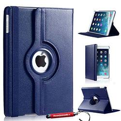 Foto van Donker blauw 360 graden draaibare hoes ipad air 1 met uitschuifbare hoesjesweb stylus - ipad hoes, tablethoes