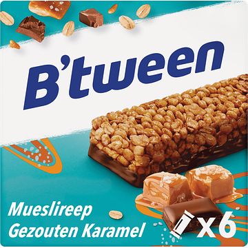 Foto van B'stween mueslireep gezouten karamel 6 x 23g bij jumbo