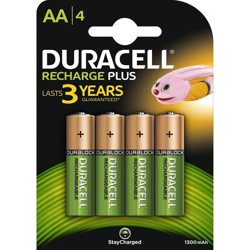 Foto van Duracell drba1300 recharge plus oplaadbare batterijen - 4 x aa - 1300 mah
