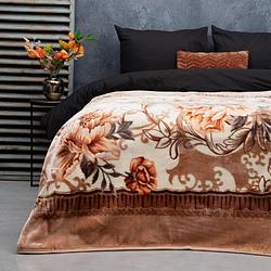 Foto van Droomtextiel summer flower bedsprei - bed deken taupe 200x240 cm - heerlijk warm - super zacht