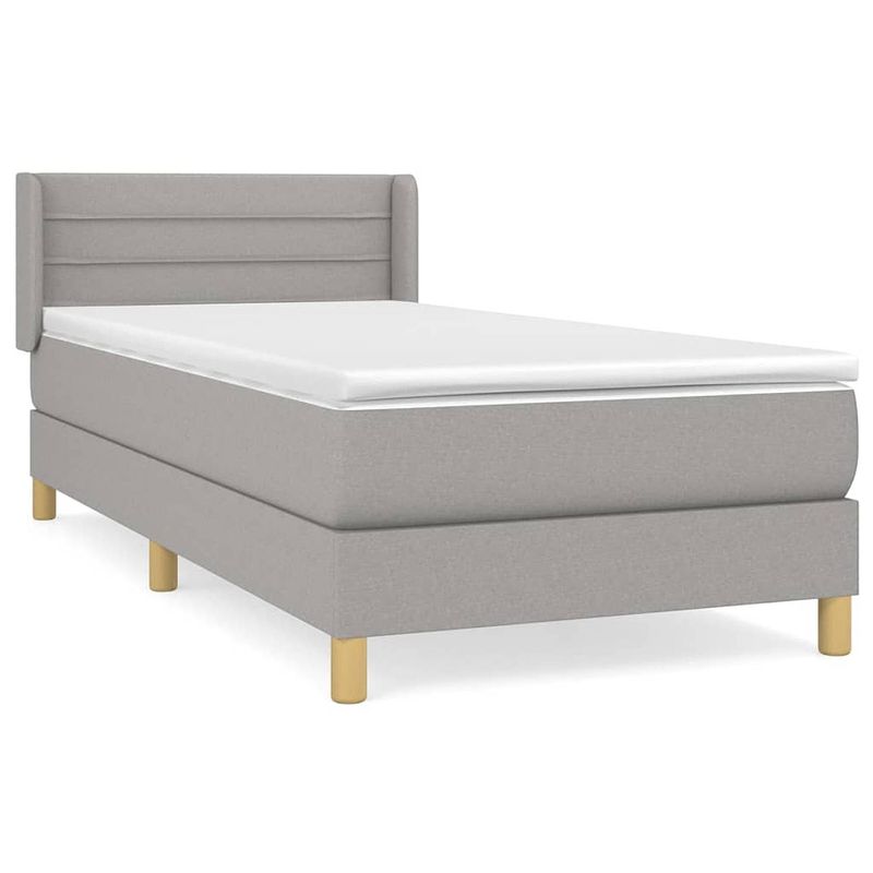 Foto van The living store boxspring bed - pocketvering - 193x93x78/88 cm - lichtgrijs - met verstelbaar hoofdbord - duurzaam