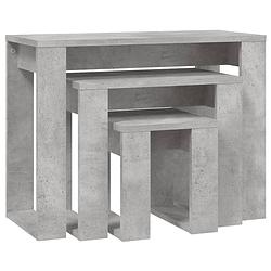 Foto van Infiori 3-delige tafeltjesset bewerkt hout betongrijs