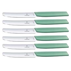 Foto van Victorinox swiss modern tafelmessen - 6-delig - groen - rvs/pp - recht