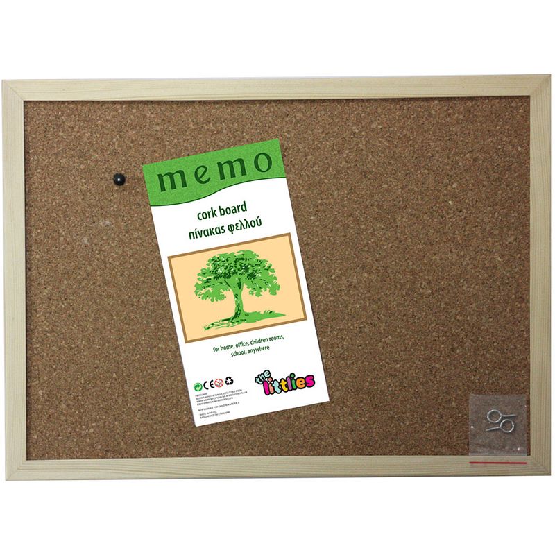 Foto van The littlies memobord 40 x 60 cm kurk bruin 3-delig