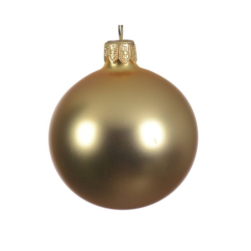 Foto van Kerstballen glas mat 15 cm licht goud