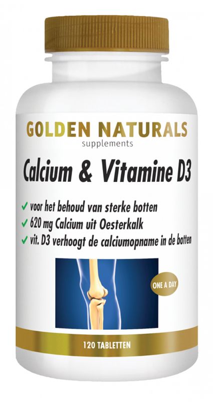 Foto van Golden naturals calcium & vitamine d3 tabletten